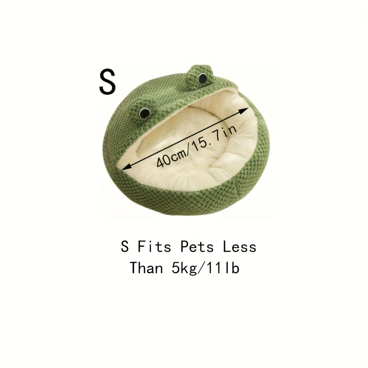 Frog-Shaped Plush Pet Bed – Cozy Green & White Sofa for Cats and Small Dogs, Warm High-Quality Polyester Nest for Kittens