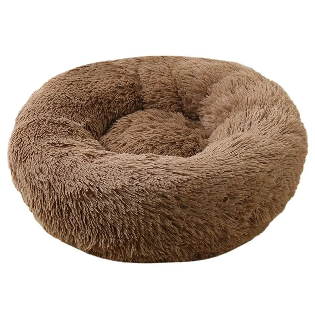 Round Plush Pet Bed – Large Warm Comfy Cat & Dog Bed, Thickened Soft Cushion with Non-Slip Bottom, Washable Sleeping Nest