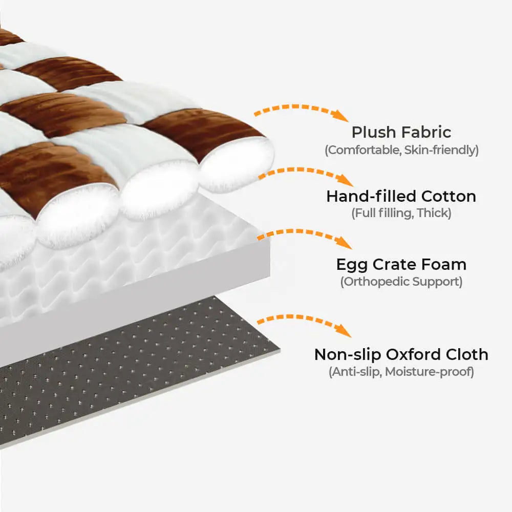 Handmade Plush Orthopedic Dog Bed – Warm Soft Pet Mattress with Pillow, Square Comfort Pad for Small & Large Dogs