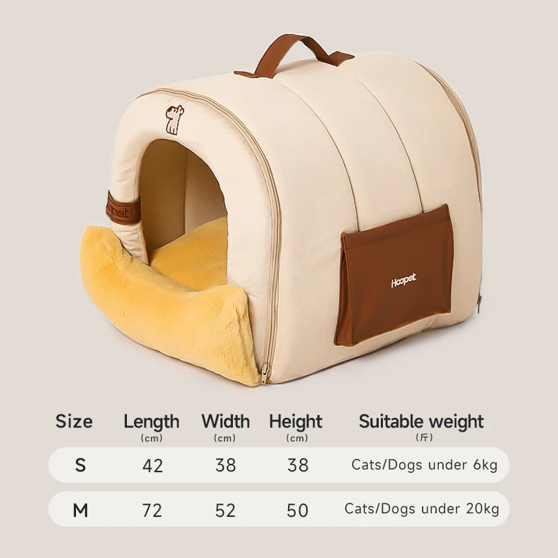 HOOPET Self-Warming Calming Dog Bed Tent – Enclosed Pet House for Anxiety Relief, Washable Indoor Bed with Removable Plush Mat