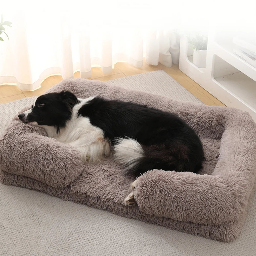 Half-Surround Dog Bed – Soft Square Pet Sofa for Cats & Dogs, Plush Cushion Kennel with Full Filling for Medium Pets