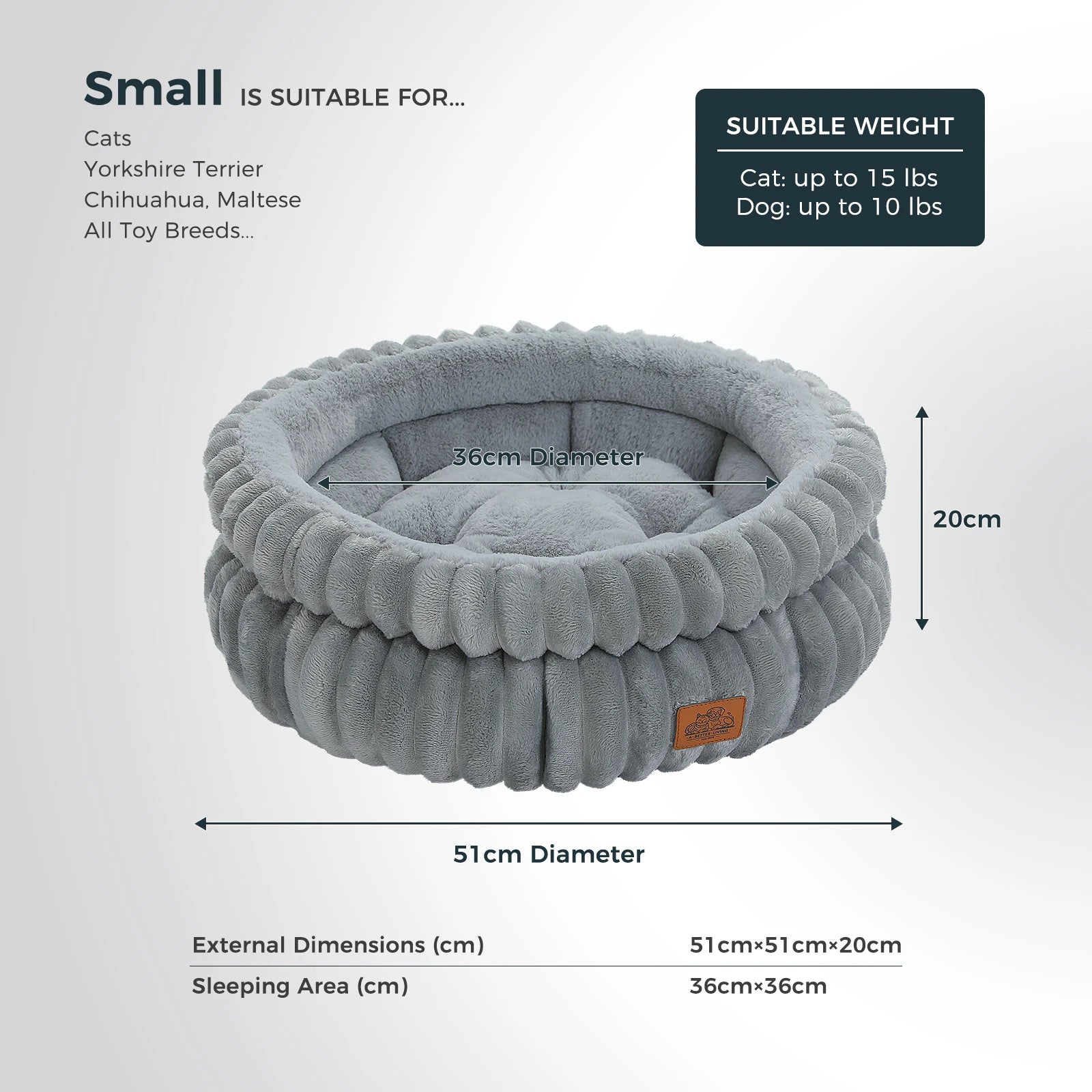 Dog Bed for Medium Dogs – Cozy Washable Round Pet Bed with Anti-Slip Bottom, Indoor Cat Bed Suitable for All Seasons