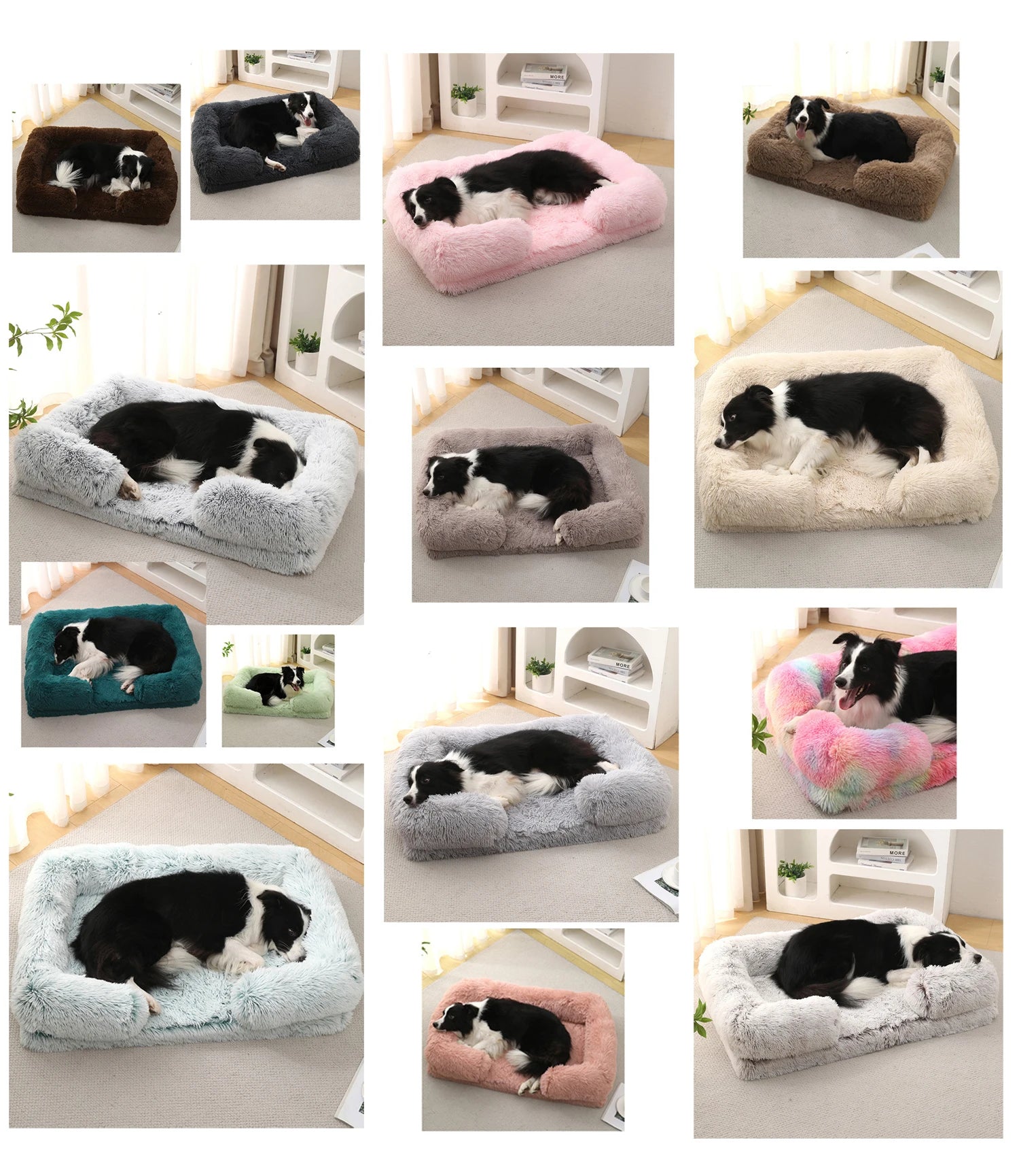 Half-Surround Dog Bed – Soft Square Pet Sofa for Cats & Dogs, Plush Cushion Kennel with Full Filling for Medium Pets