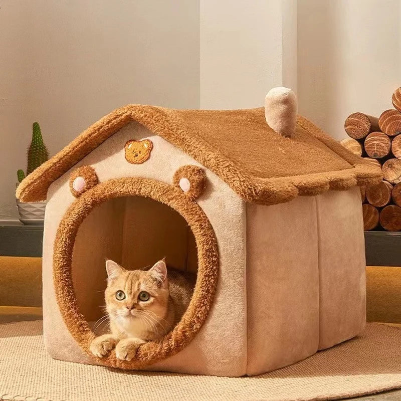 Foldable Pet Bed House – Removable Washable Cat Cave & Puppy Sofa, Cozy Indoor House for Small Dogs and Medium Cats