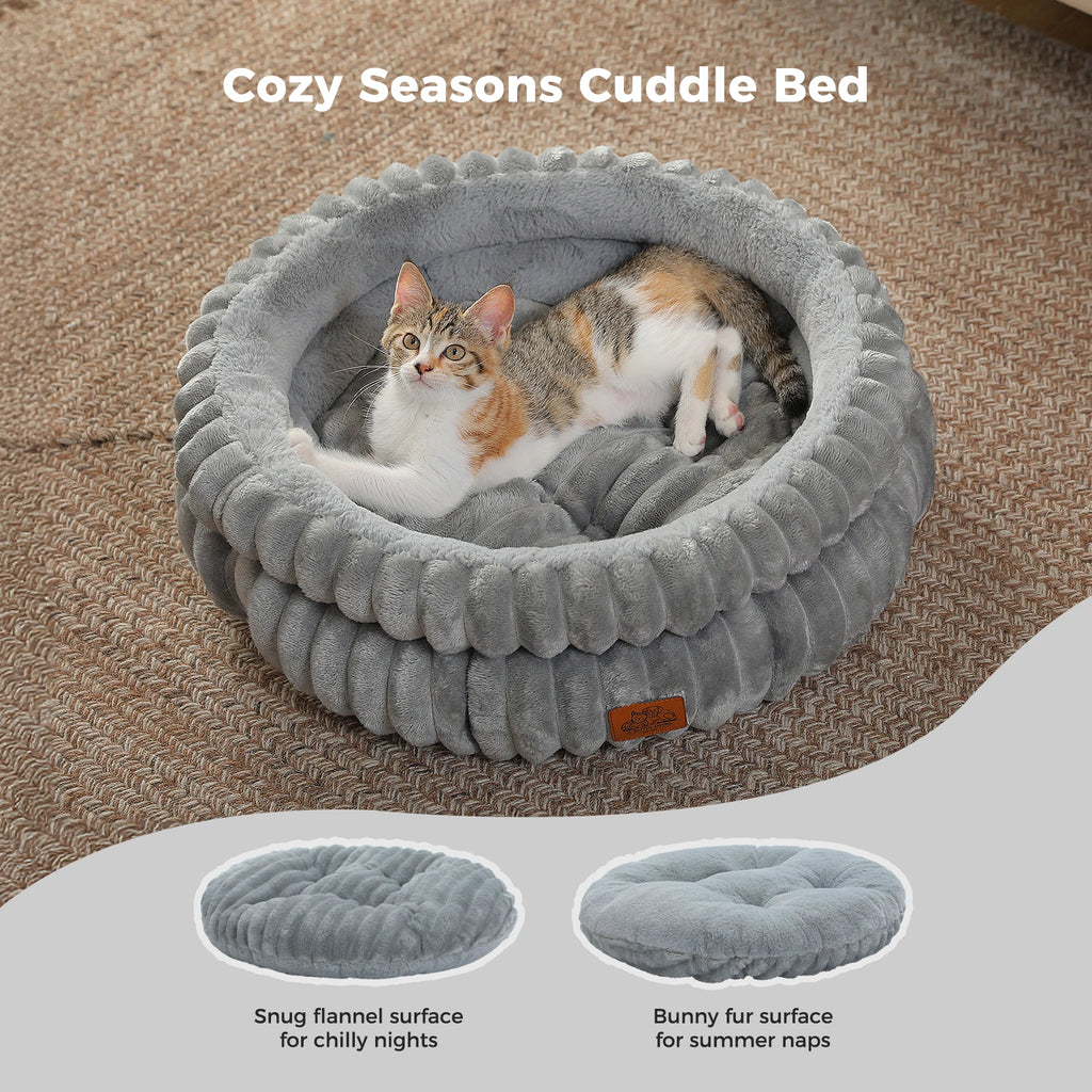 Dog Bed for Medium Dogs – Cozy Washable Round Pet Bed with Anti-Slip Bottom, Indoor Cat Bed Suitable for All Seasons