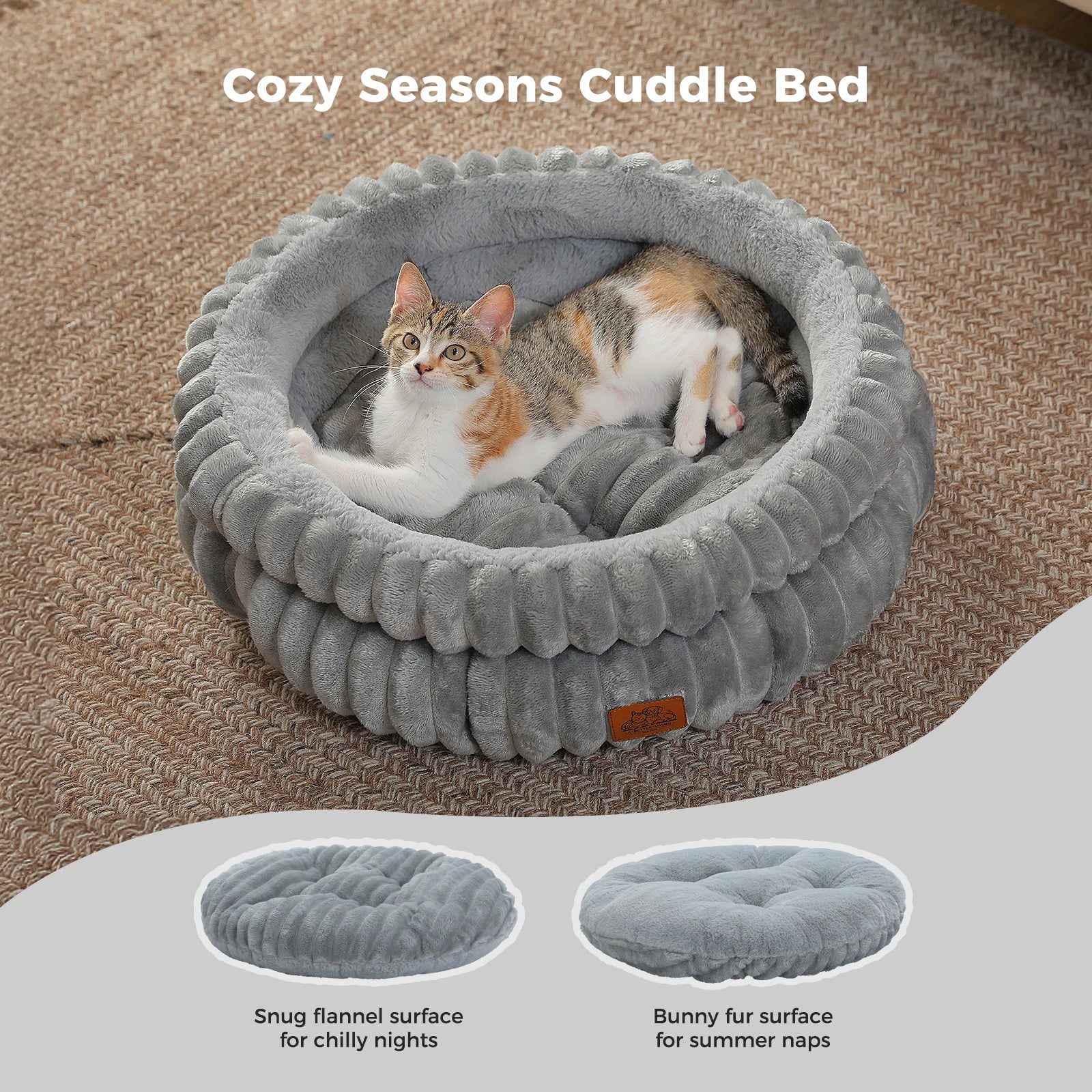Dog Bed for Medium Dogs – Cozy Washable Round Pet Bed with Anti-Slip Bottom, Indoor Cat Bed Suitable for All Seasons