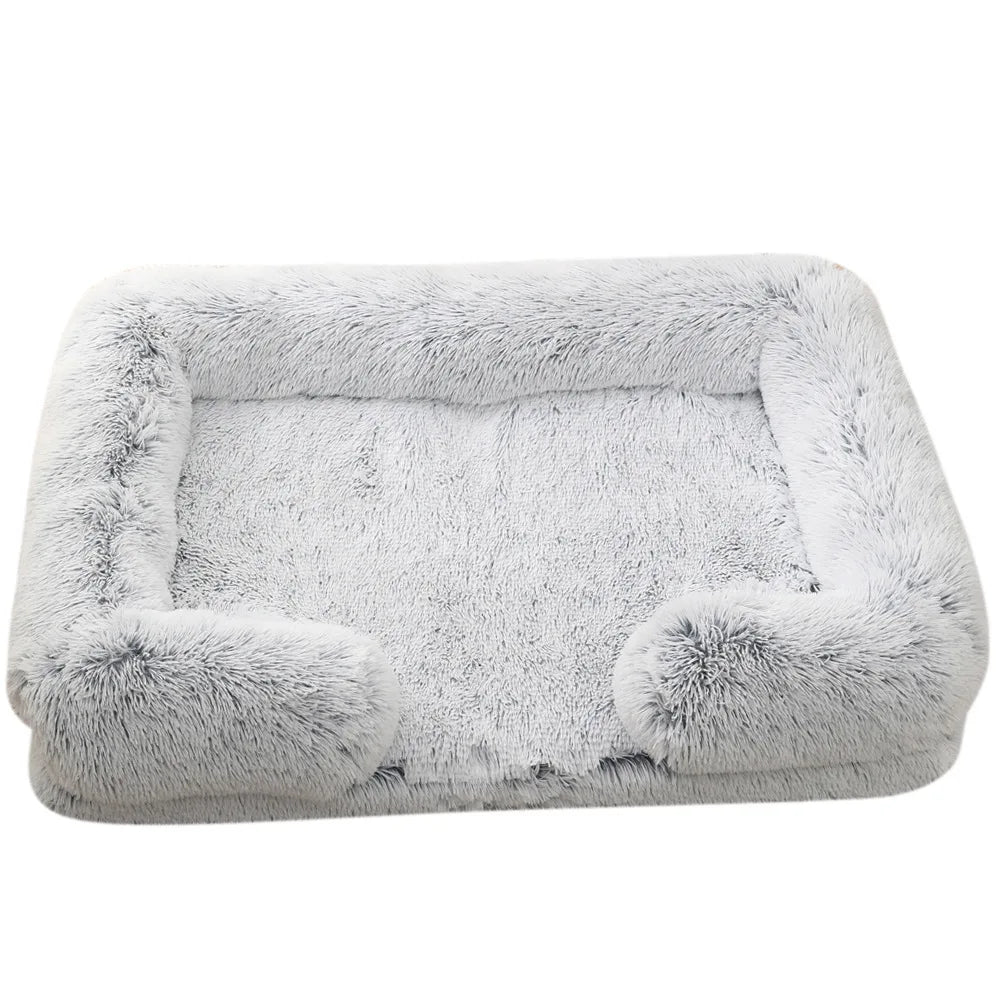 Half-Surround Dog Bed – Soft Square Pet Sofa for Cats & Dogs, Plush Cushion Kennel with Full Filling for Medium Pets