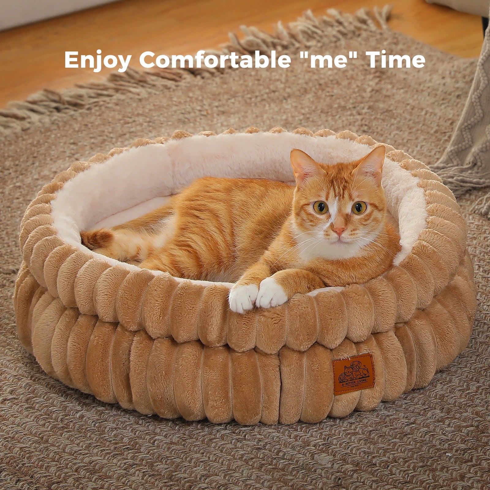 Dog Bed for Medium Dogs – Cozy Washable Round Pet Bed with Anti-Slip Bottom, Indoor Cat Bed Suitable for All Seasons