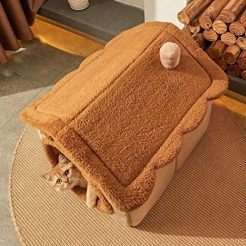 Foldable Pet Bed House – Removable Washable Cat Cave & Puppy Sofa, Cozy Indoor House for Small Dogs and Medium Cats