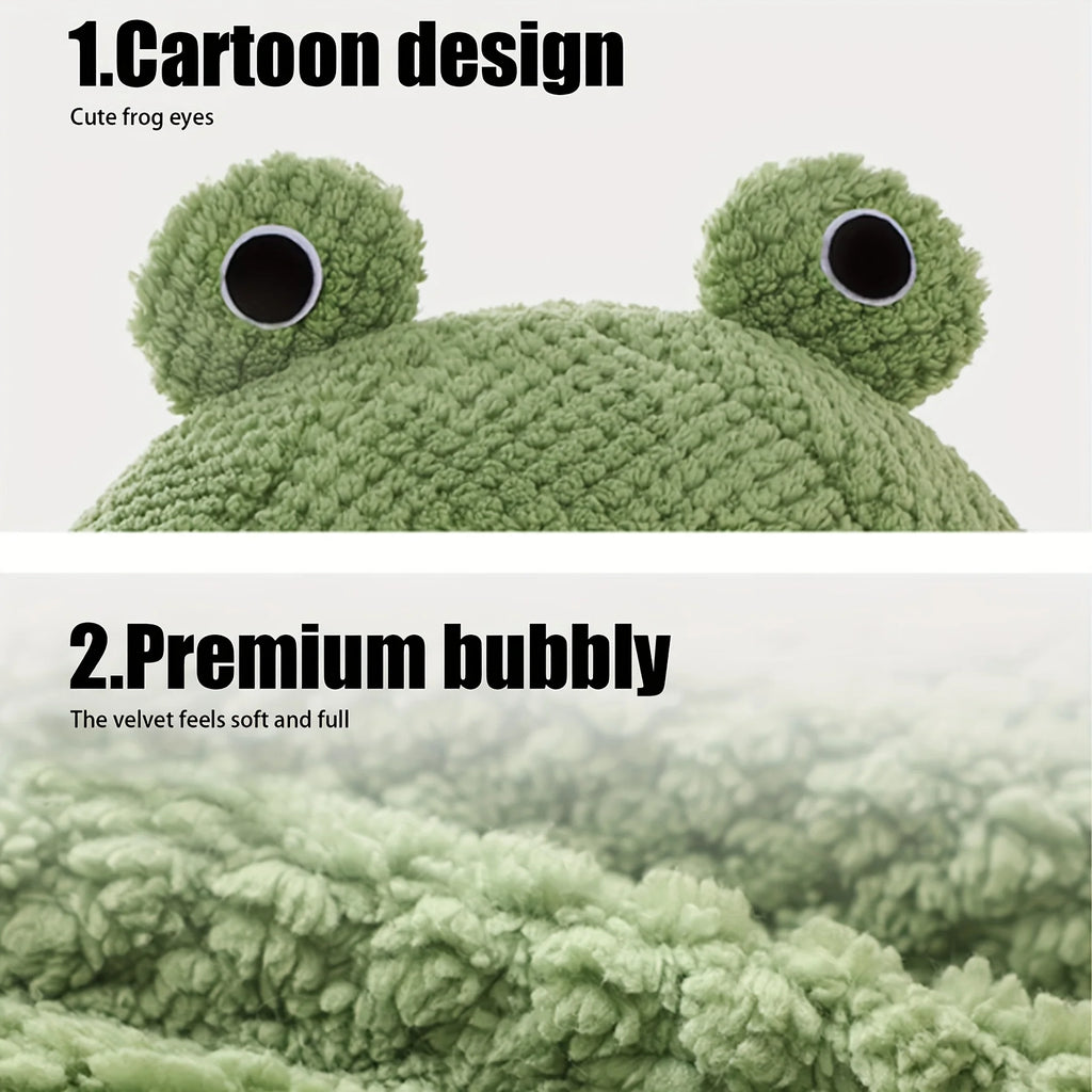 Frog-Shaped Plush Pet Bed – Cozy Green & White Sofa for Cats and Small Dogs, Warm High-Quality Polyester Nest for Kittens