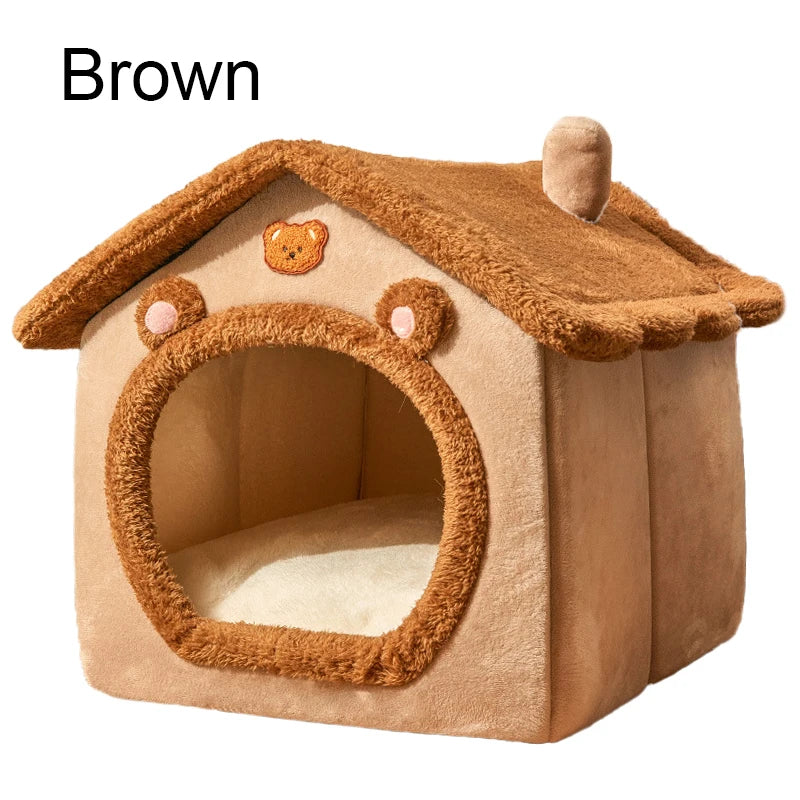 Foldable Pet Bed House – Removable Washable Cat Cave & Puppy Sofa, Cozy Indoor House for Small Dogs and Medium Cats