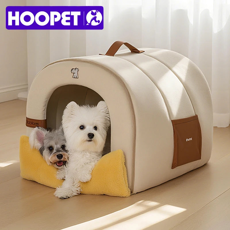 HOOPET Self-Warming Calming Dog Bed Tent – Enclosed Pet House for Anxiety Relief, Washable Indoor Bed with Removable Plush Mat