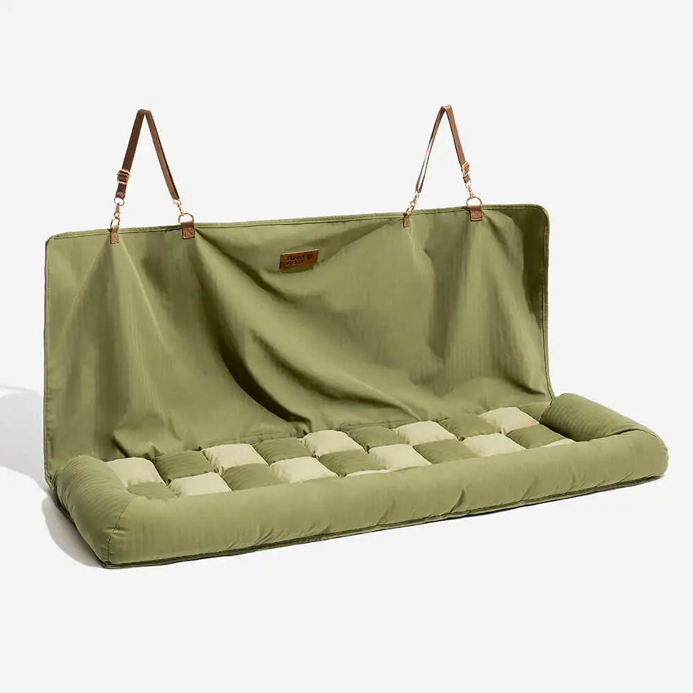 Travel Safety Dog Car Seat Bed – Large Backrest Cushion Pet Lounge Chair, Chess Board Design, Fits Most Car Models