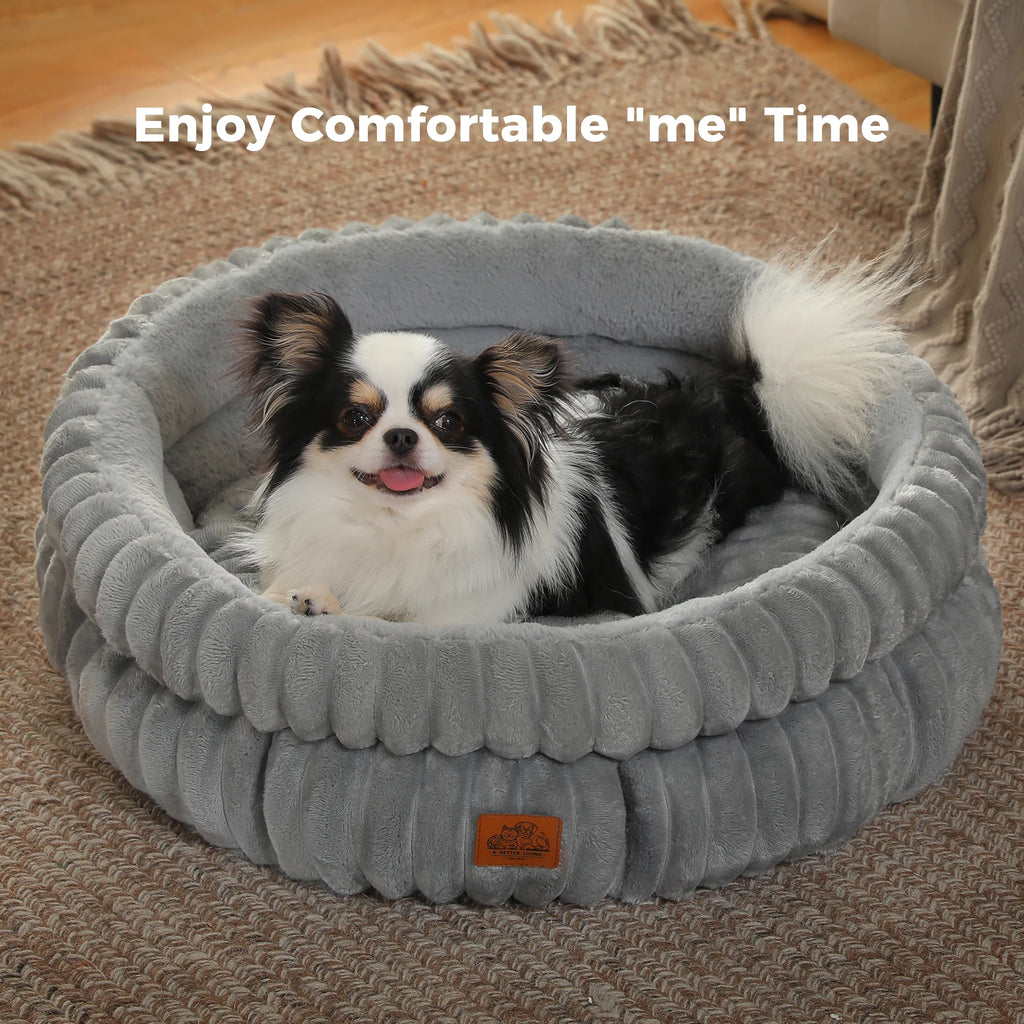 Dog Bed for Medium Dogs – Cozy Washable Round Pet Bed with Anti-Slip Bottom, Indoor Cat Bed Suitable for All Seasons