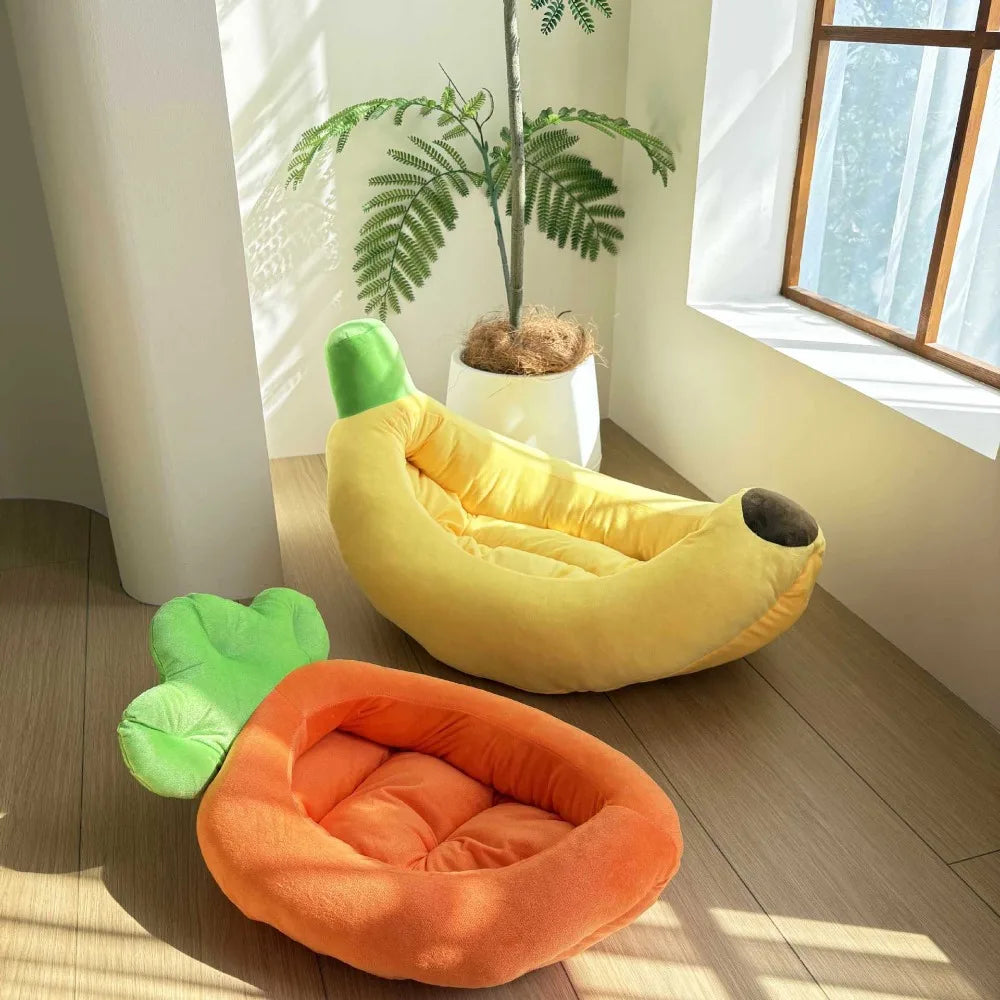 Banana Pet Bed – Warm Autumn/Winter Dog & Cat Nest, Removable and Washable Plush Pet House Mat
