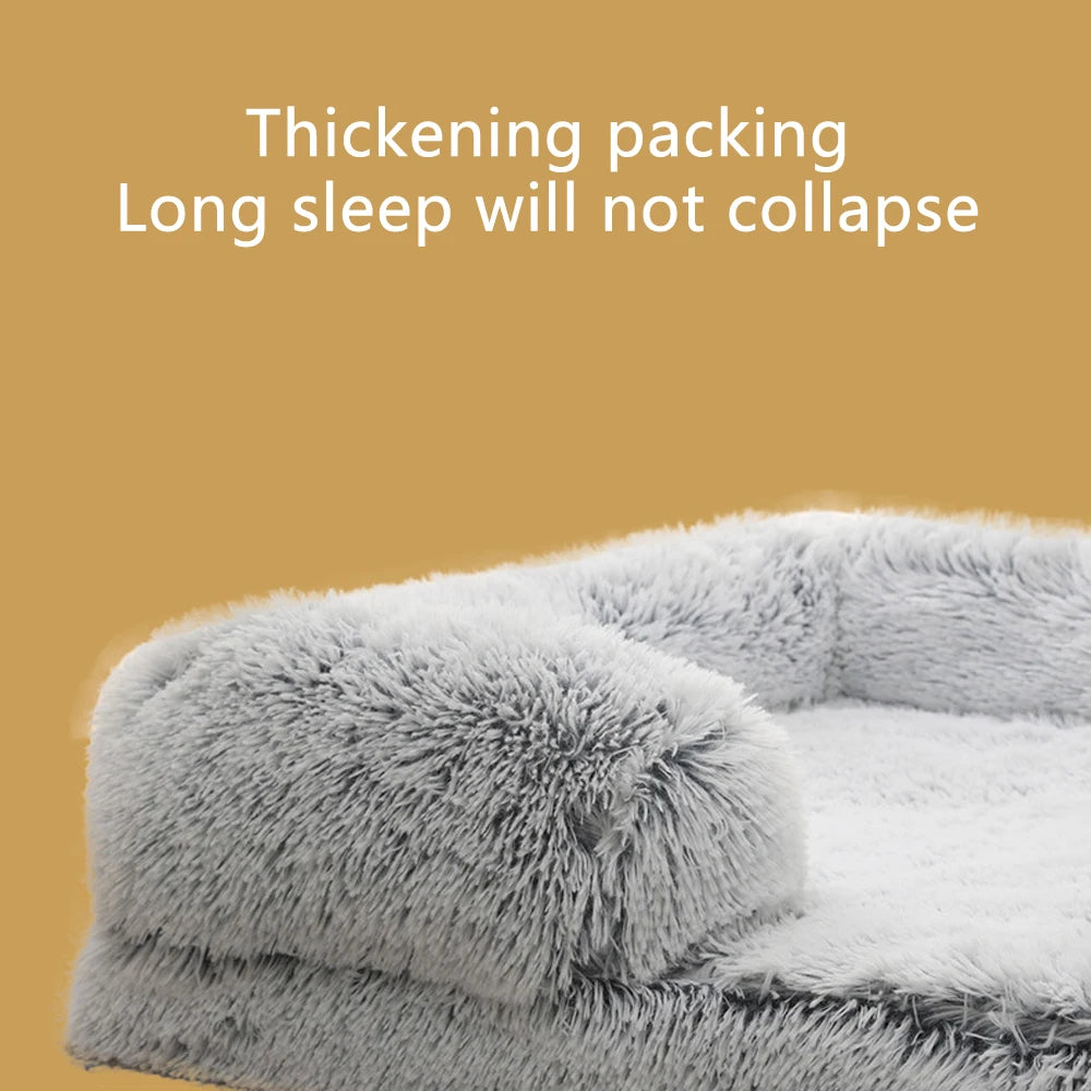 Half-Surround Dog Bed – Soft Square Pet Sofa for Cats & Dogs, Plush Cushion Kennel with Full Filling for Medium Pets