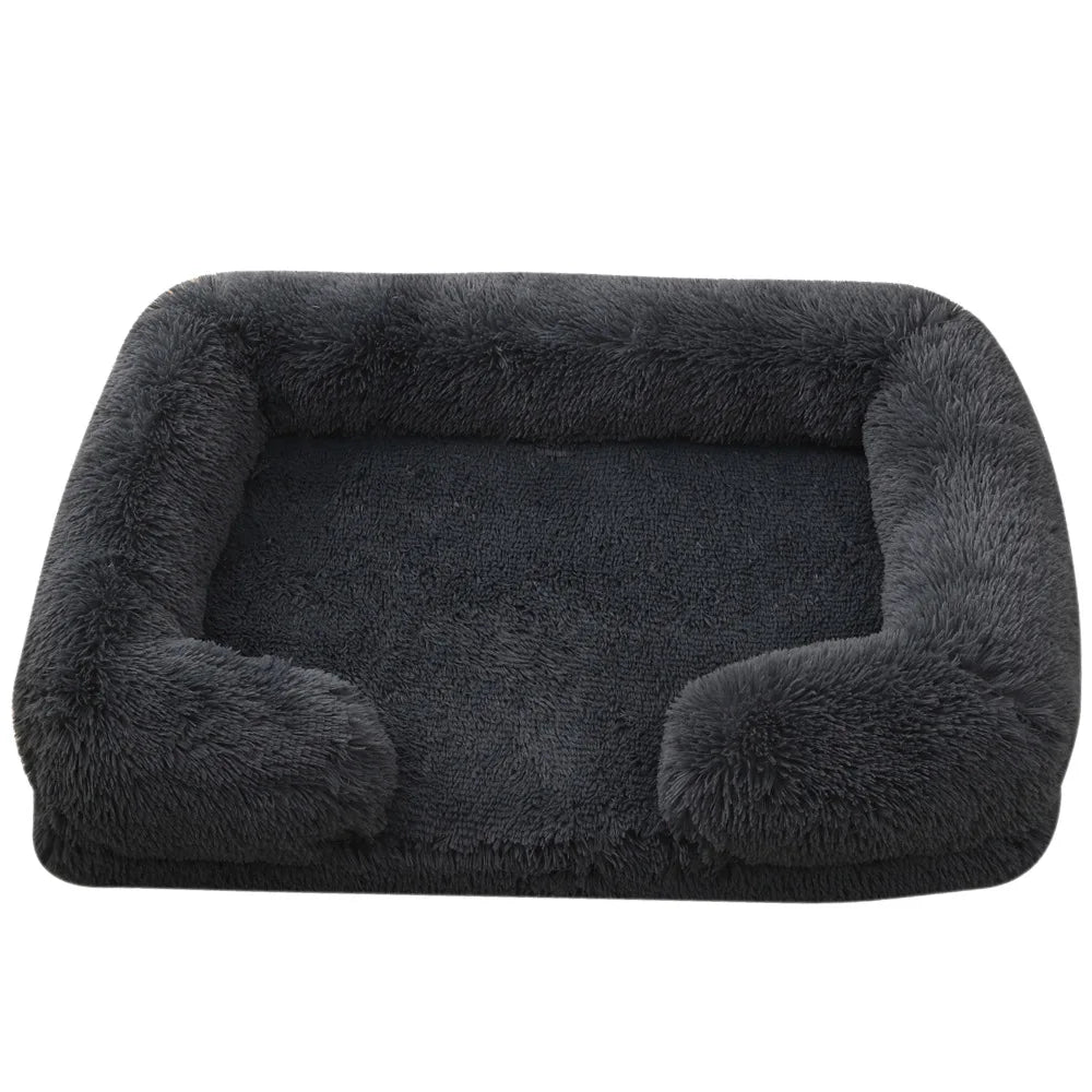 Half-Surround Dog Bed – Soft Square Pet Sofa for Cats & Dogs, Plush Cushion Kennel with Full Filling for Medium Pets
