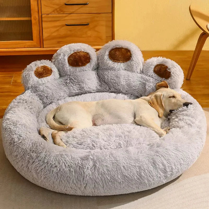 Large Fluffy Dog Bed Cat Pet Sofa Cute Bear Paw Shape Comfortable Cozy Pet Sleeping BedsSoft Fluffy Cushion Dog Bed Pet Products