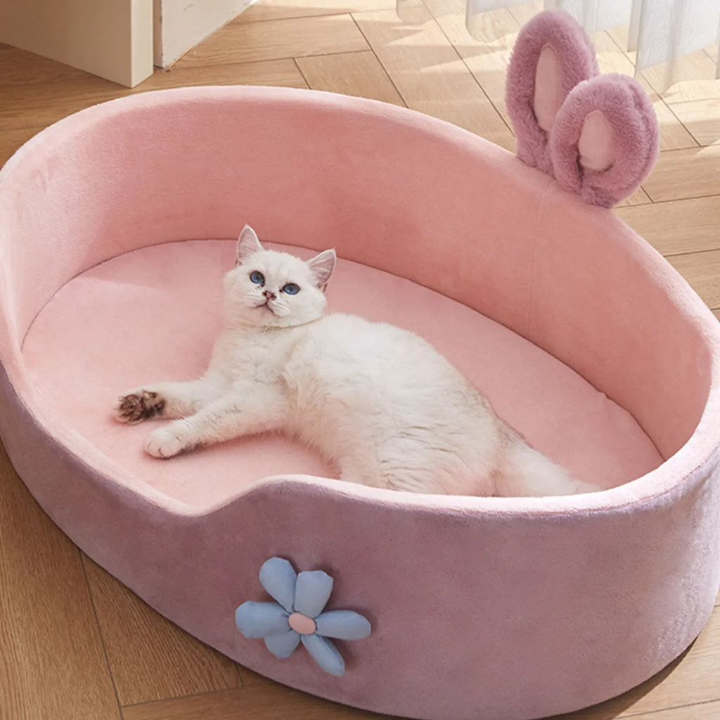 All-Season Cat Bed – Warm Winter Pet Nest, Removable & Washable Kennel with Soft Mat for Cats and Small Dogs