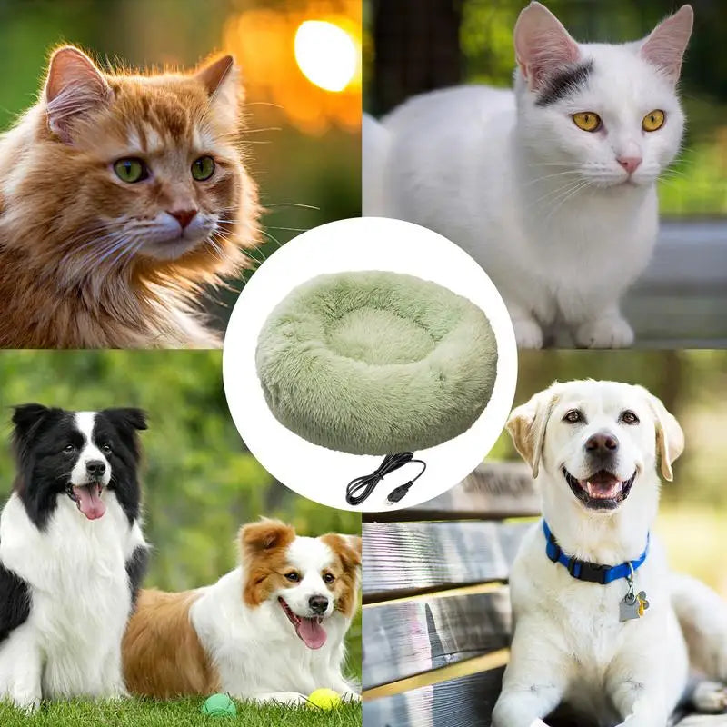 Electric Heated Pet Bed – Soft USB Heating Pad for Dogs & Cats, Warm Winter Indoor Mat, Safe Comfortable Heated Cushion