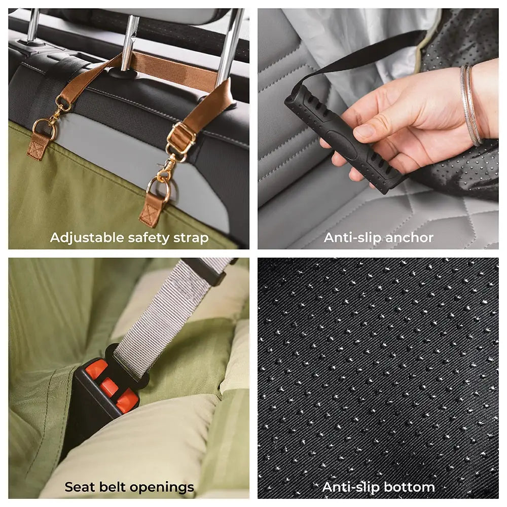 Travel Safety Dog Car Seat Bed – Large Backrest Cushion Pet Lounge Chair, Chess Board Design, Fits Most Car Models