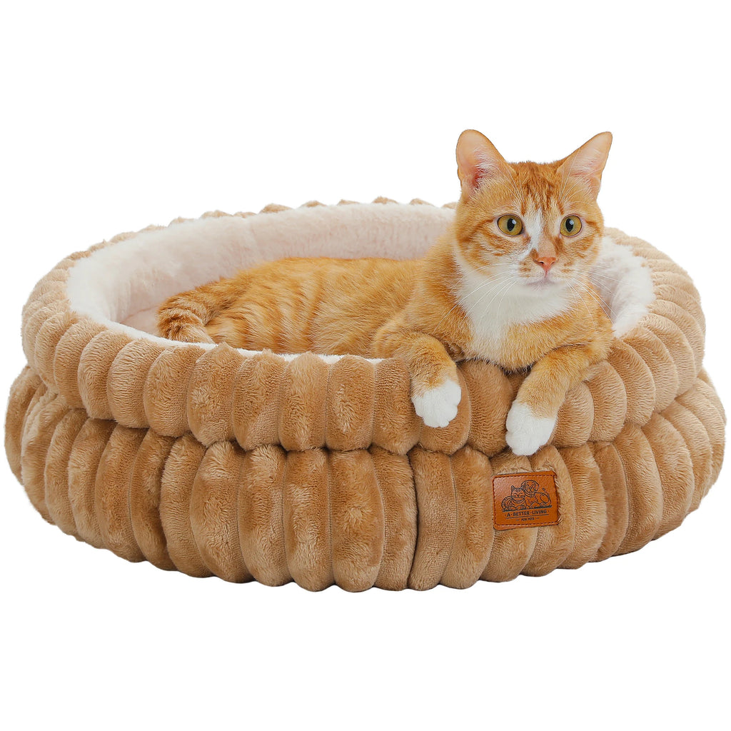 Dog Bed for Medium Dogs – Cozy Washable Round Pet Bed with Anti-Slip Bottom, Indoor Cat Bed Suitable for All Seasons