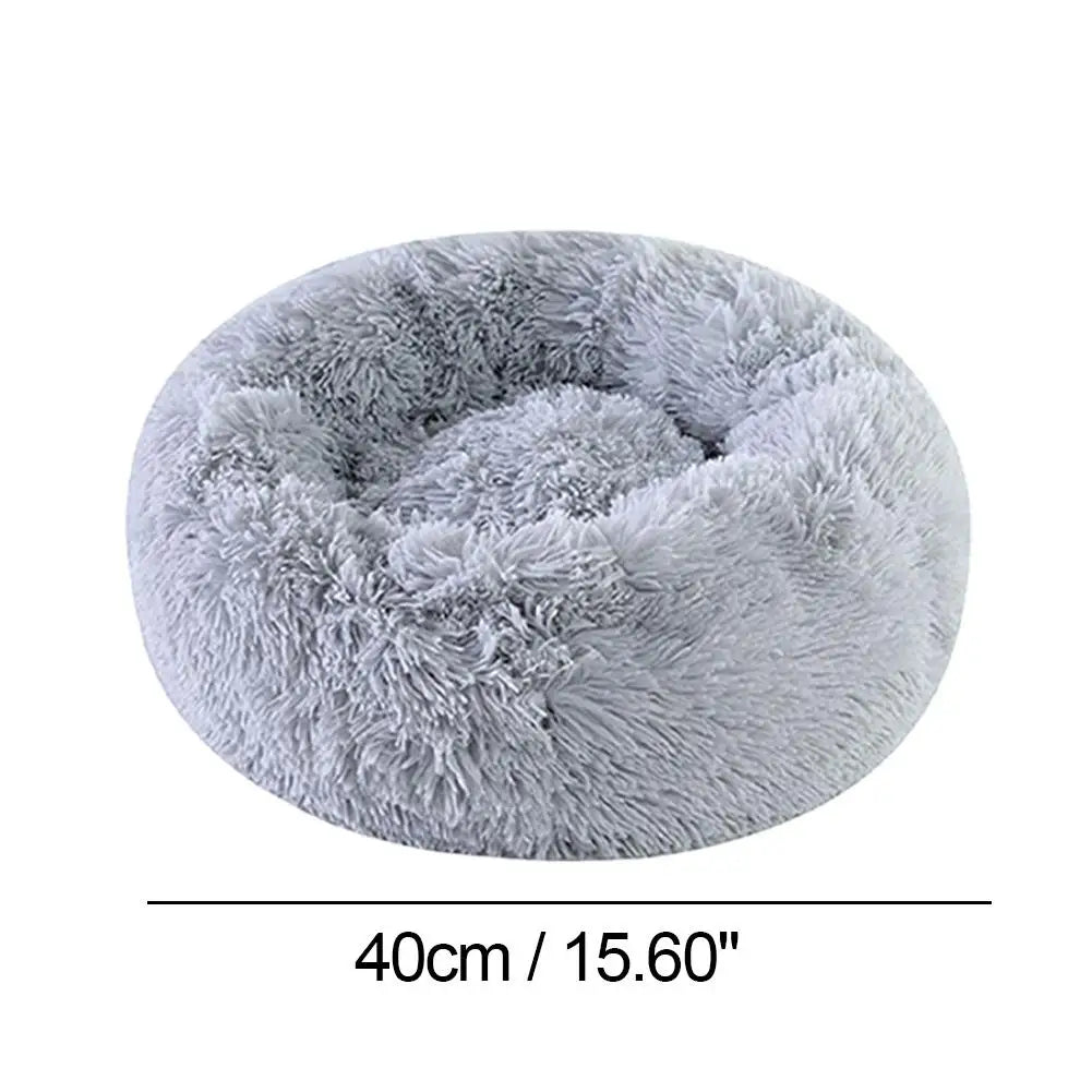 Round Plush Pet Bed – Large Warm Comfy Cat & Dog Bed, Thickened Soft Cushion with Non-Slip Bottom, Washable Sleeping Nest
