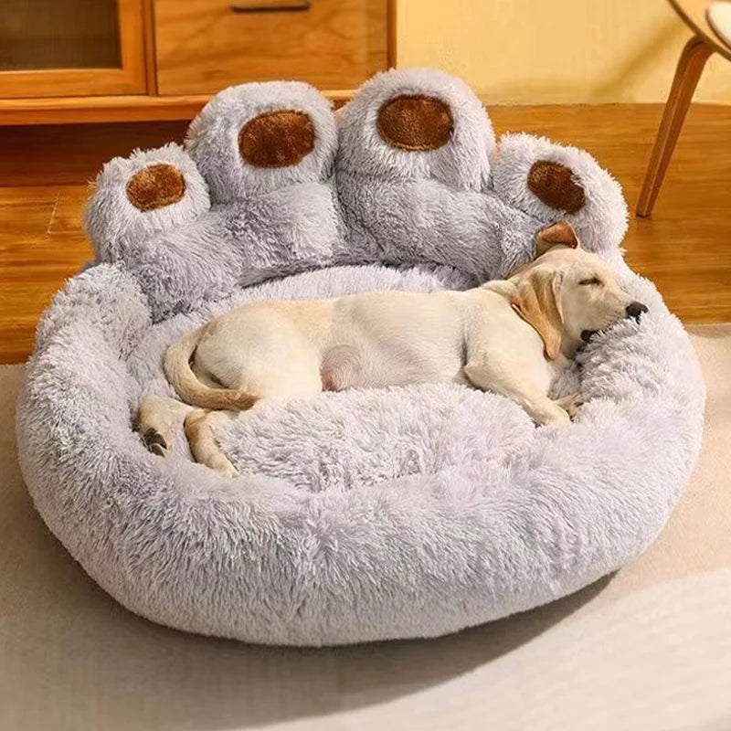 Large Fluffy Dog Bed Cat Pet Sofa Cute Bear Paw Shape Comfortable Cozy Pet Sleeping BedsSoft Fluffy Cushion Dog Bed Pet Products