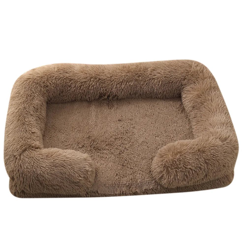 Half-Surround Dog Bed – Soft Square Pet Sofa for Cats & Dogs, Plush Cushion Kennel with Full Filling for Medium Pets