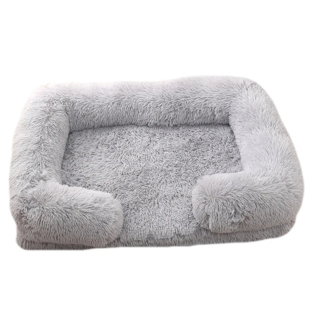 Half-Surround Dog Bed – Soft Square Pet Sofa for Cats & Dogs, Plush Cushion Kennel with Full Filling for Medium Pets