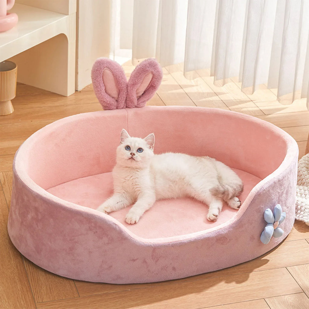 All-Season Cat Bed – Warm Winter Pet Nest, Removable & Washable Kennel with Soft Mat for Cats and Small Dogs