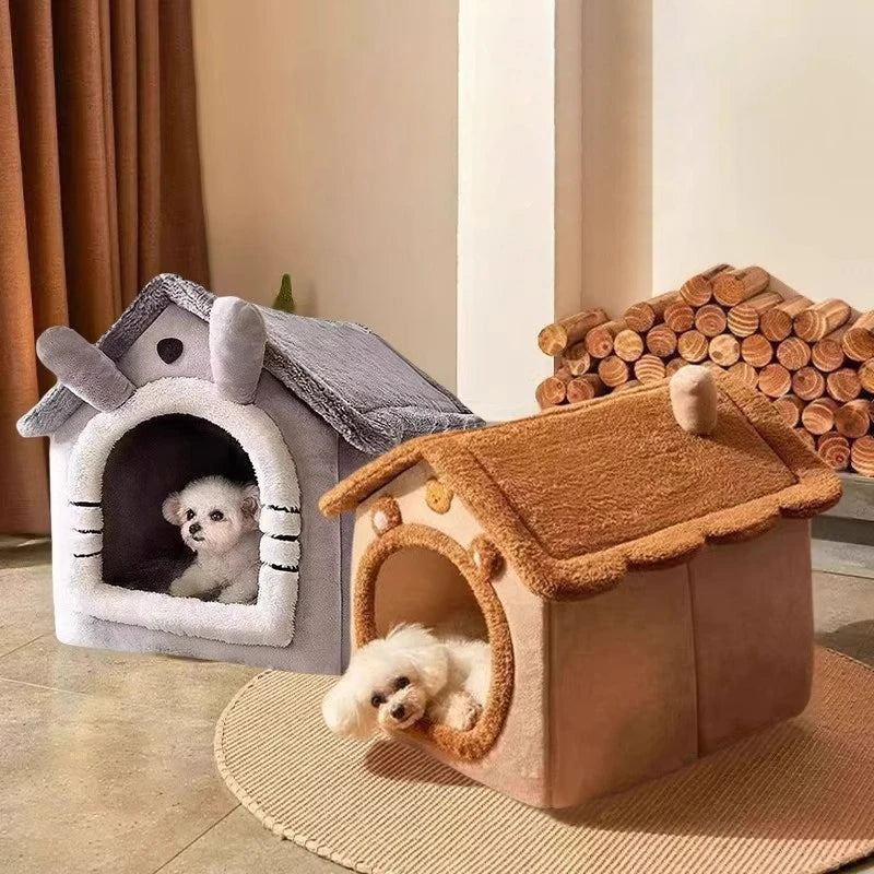 Foldable Pet Bed House – Removable Washable Cat Cave & Puppy Sofa, Cozy Indoor House for Small Dogs and Medium Cats