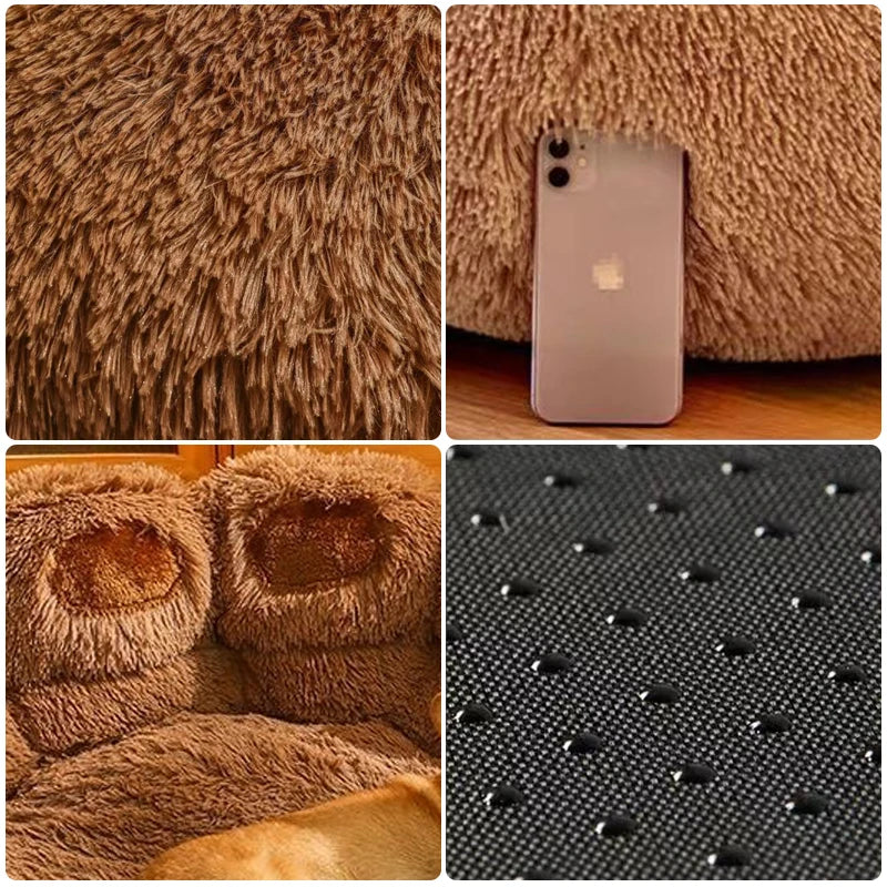 Large Fluffy Dog Bed Cat Pet Sofa Cute Bear Paw Shape Comfortable Cozy Pet Sleeping BedsSoft Fluffy Cushion Dog Bed Pet Products
