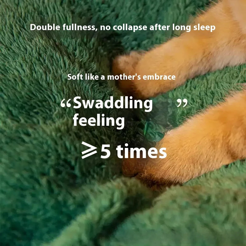 Christmas Pet House – Warm Winter Thickened 4-Season Cat & Dog Bed, Removable Washable Enclosed Fleece Tent House