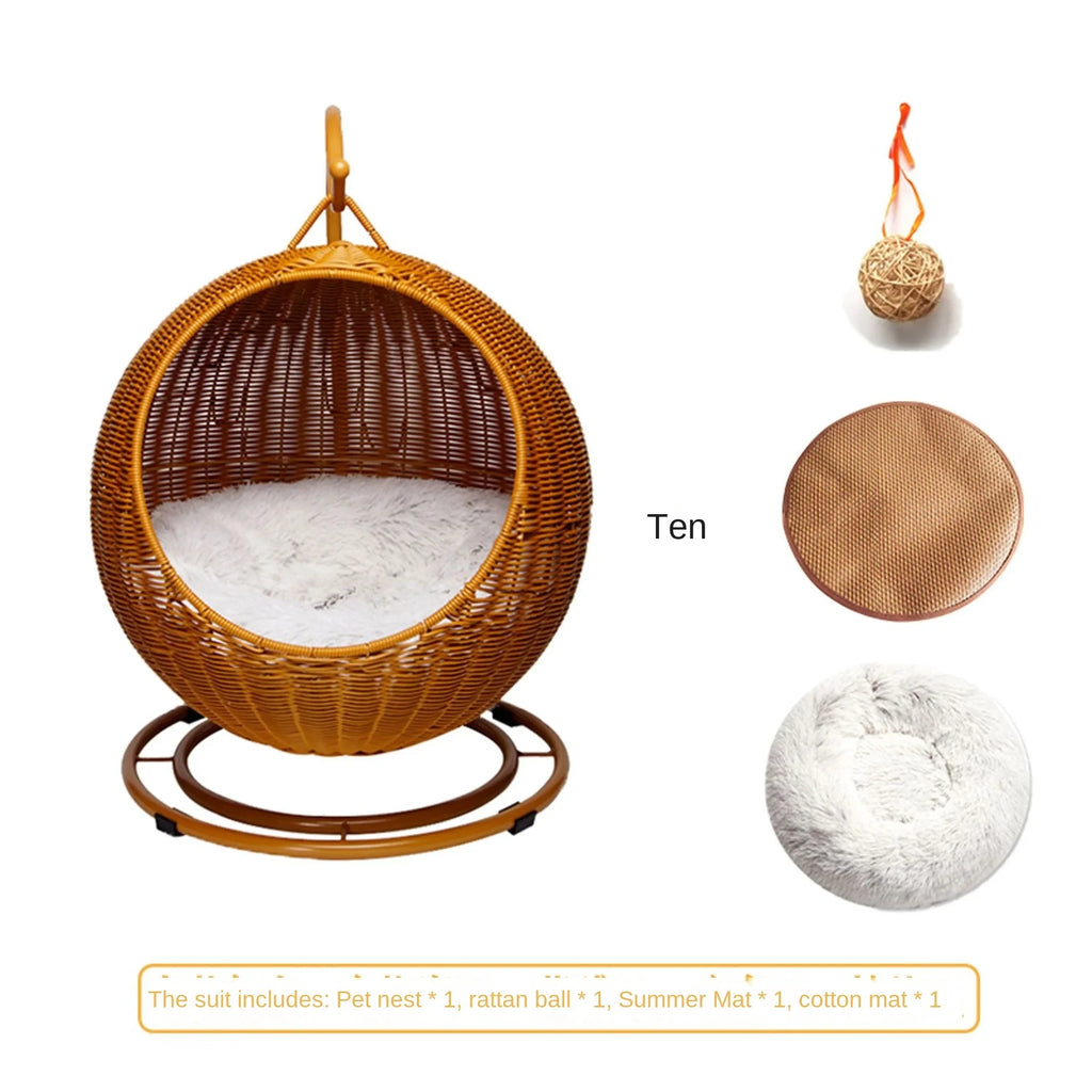 Cat and dog kennel rattan pet products Summer pet kennel cool kennel hanging cat basket four seasons universal pet mat