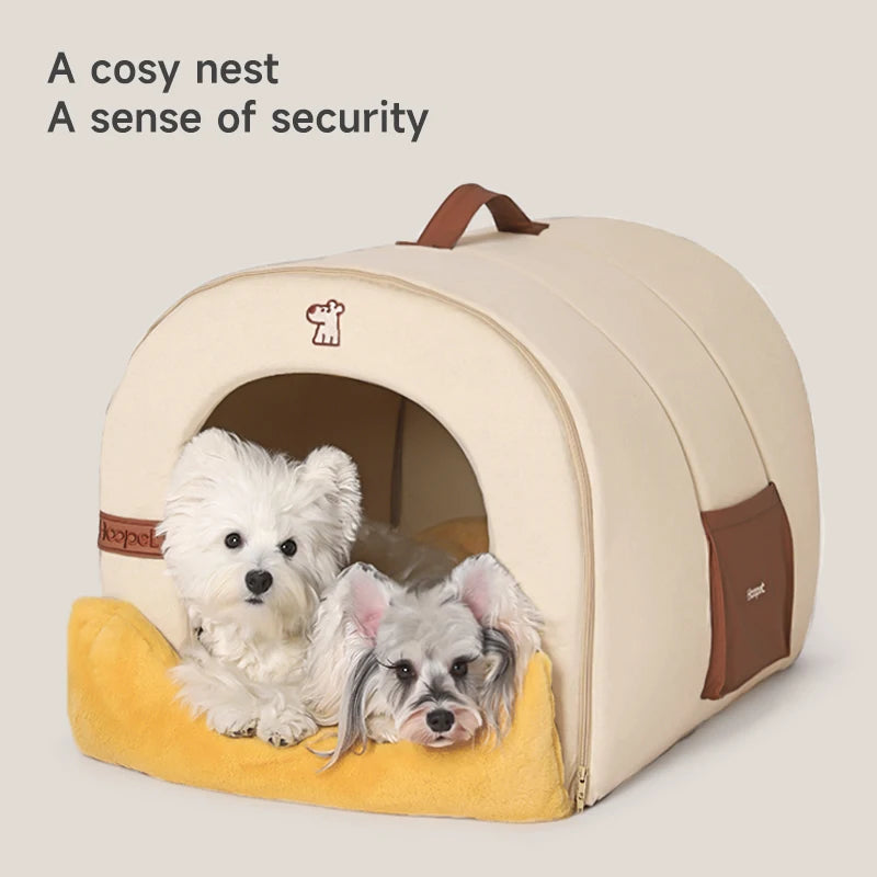 HOOPET Self-Warming Calming Dog Bed Tent – Enclosed Pet House for Anxiety Relief, Washable Indoor Bed with Removable Plush Mat