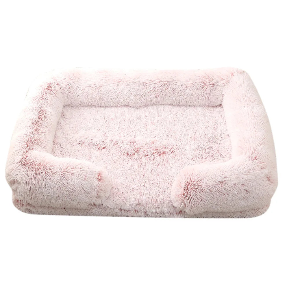 Half-Surround Dog Bed – Soft Square Pet Sofa for Cats & Dogs, Plush Cushion Kennel with Full Filling for Medium Pets