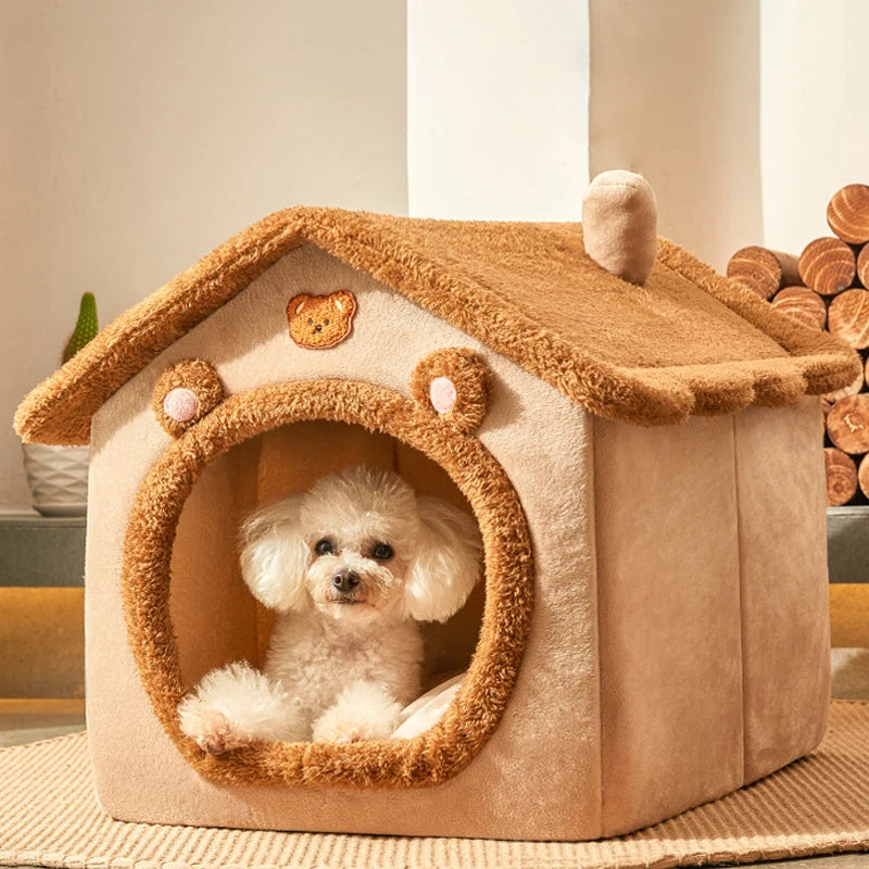 Foldable Pet Bed House – Removable Washable Cat Cave & Puppy Sofa, Cozy Indoor House for Small Dogs and Medium Cats