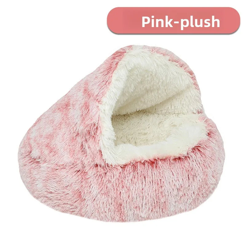 Autumn & Winter Warm Shell Pet Bed – Semi-Enclosed Cotton Cat Bed, Cozy Dog Bed for Small Pets, Soft Enclosed Nest Design