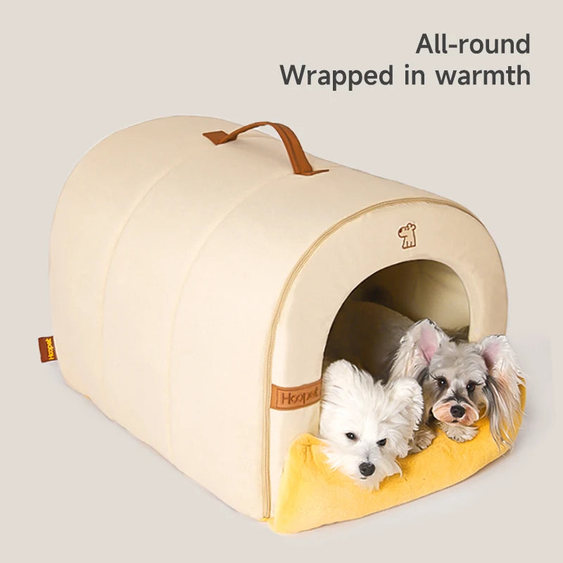 HOOPET Self-Warming Calming Dog Bed Tent – Enclosed Pet House for Anxiety Relief, Washable Indoor Bed with Removable Plush Mat