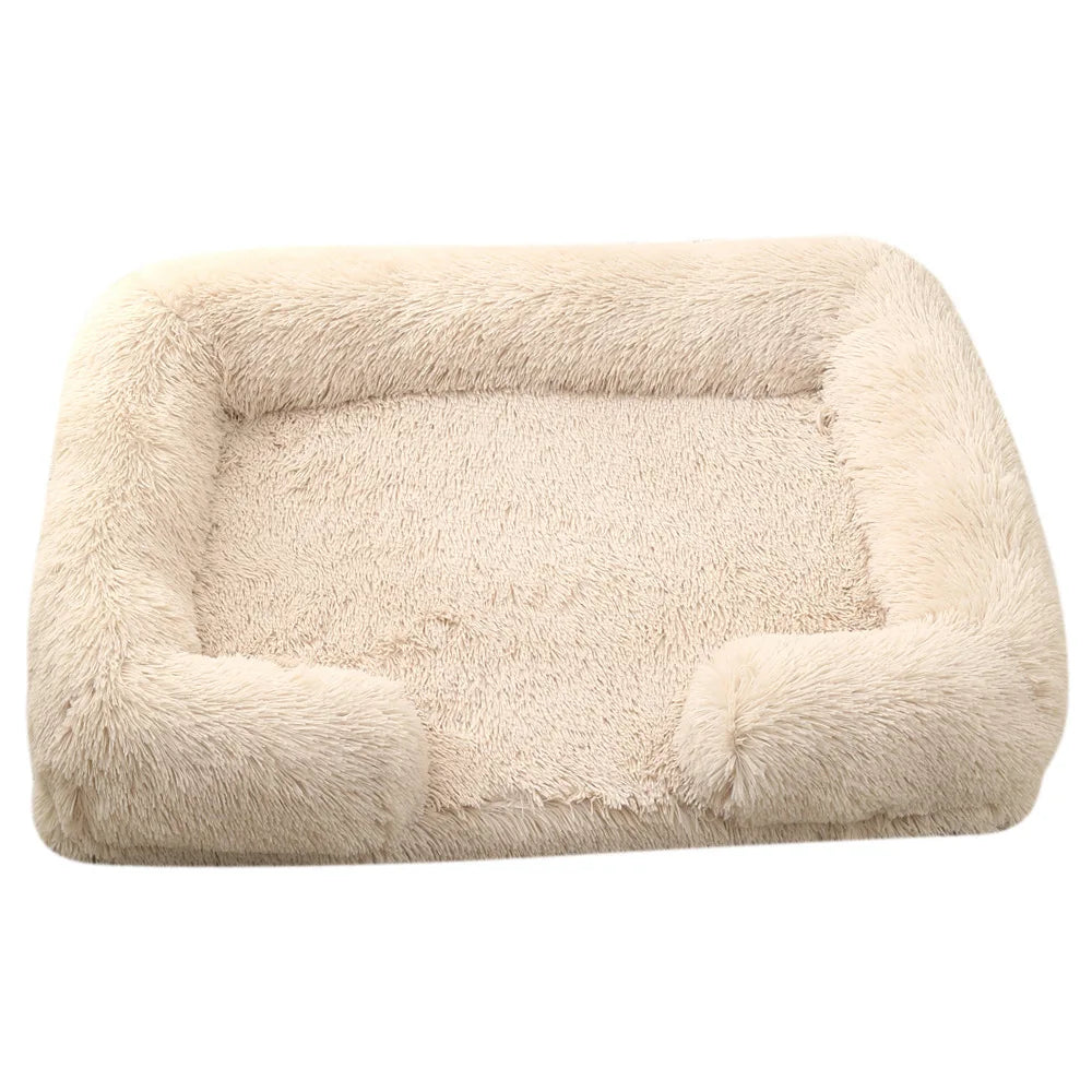 Half-Surround Dog Bed – Soft Square Pet Sofa for Cats & Dogs, Plush Cushion Kennel with Full Filling for Medium Pets